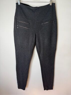 LYSSE Charcoal Gray high wasted zip pocket leggings pants size L slim soft